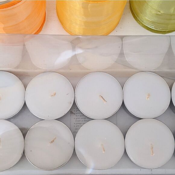 Vance Kitira Glass Votive Candle Holders With Shimmering Mesh Shades - Picture 5 of 5